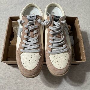 White and Tan Sneakers